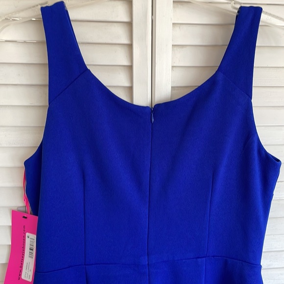 NWT BETSEY JOHNSON Cobalt Blue Bodycon Double Scoop Neck Sleeveless Dress - Picture 8 of 8